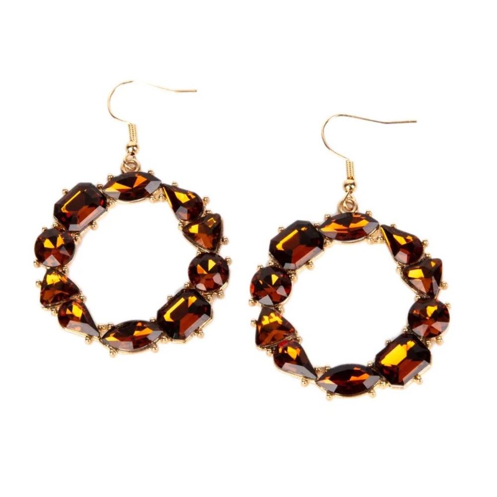 Elegant Gold and Brown Hoop Earrings - Picture 1 of 2